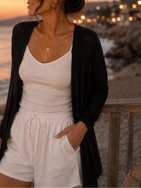Garcia Black Lightweight Open Front Cardigan Minimalist Layer Size S